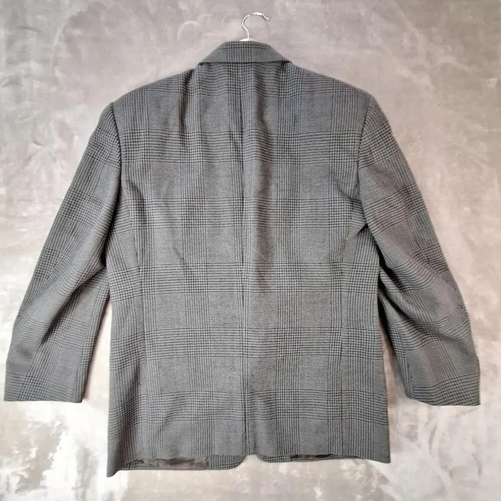 Canali Sport Coat Mens 42R Gray Wool Check Classic Fit Ventless 2 Button Italy